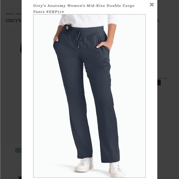 Grey's Anatomy Mid Rise Flare Bottom Drawstring Scrub Pants Gray Size MP - Picture 2 of 10